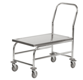 Kongamek Chariot avec barre de poussée en acier inoxydable, force 100 kg, plateau longueur x largeur 735 x 390 mm