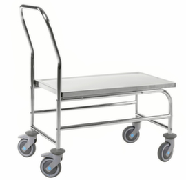 Kongamek Chariot avec barre de poussée en acier inoxydable, force 100 kg, plateau longueur x largeur 710 x 360 mm