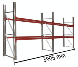 META Rayonnage à palettes MULTIPAL pour 12 palettes, largeur 3905 mm, 3 niveaux de stockage