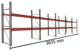 META Rayonnage à palettes MULTIPAL pour 30 palettes, largeur 9635 mm, 2 niveaux de stockage