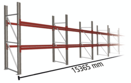 META Rayonnage à palettes MULTIPAL pour 48 palettes, largeur 15365 mm, 3 niveaux de stockage
