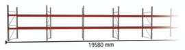 META Rayonnage à palettes MULTIPAL pour 63 palettes, largeur 19580 mm, 3 niveaux de stockage