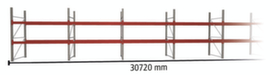 META Rayonnage à palettes MULTIPAL pour 99 palettes, largeur 30720 mm, 3 niveaux de stockage