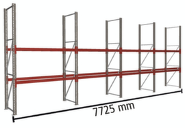 META Rayonnage à palettes MULTIPAL pour 24 palettes, largeur 7725 mm, 3 niveaux de stockage