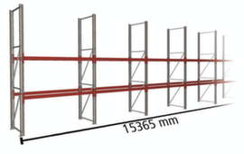 META Rayonnage à palettes MULTIPAL pour 48 palettes, largeur 15365 mm, 3 niveaux de stockage