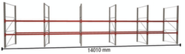 META Rayonnage à palettes MULTIPAL pour 45 palettes, largeur 14010 mm, 3 niveaux de stockage