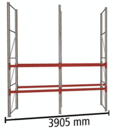 META Rayonnage à palettes MULTIPAL pour 12 palettes, largeur 3905 mm, 3 niveaux de stockage