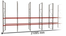 META Rayonnage à palettes MULTIPAL pour 66 palettes, largeur 21095 mm, 3 niveaux de stockage