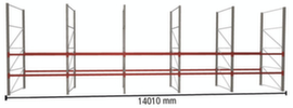 META Rayonnage à palettes MULTIPAL pour 45 palettes, largeur 14010 mm, 3 niveaux de stockage