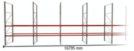 META Rayonnage à palettes MULTIPAL pour 54 palettes, largeur 16795 mm, 3 niveaux de stockage