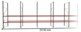 META Rayonnage à palettes MULTIPAL pour 81 palettes, largeur 25150 mm, 3 niveaux de stockage