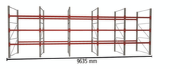 META Rayonnage à palettes MULTIPAL pour 40 palettes, largeur 9635 mm, 4 niveaux de stockage