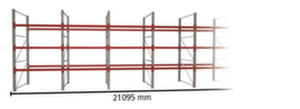 META Rayonnage à palettes MULTIPAL pour 88 palettes, largeur 21095 mm, 4 niveaux de stockage