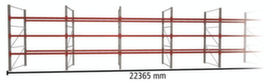 META Rayonnage à palettes MULTIPAL pour 96 palettes, largeur 22365 mm, 4 niveaux de stockage