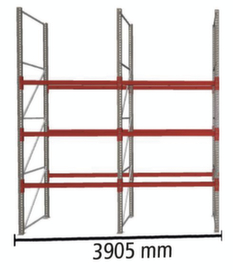 META Rayonnage à palettes MULTIPAL pour 16 palettes, largeur 3905 mm, 4 niveaux de stockage