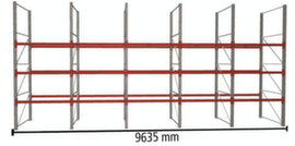 META Rayonnage à palettes MULTIPAL pour 40 palettes, largeur 9635 mm, 4 niveaux de stockage