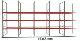 META Rayonnage à palettes MULTIPAL pour 64 palettes, largeur 15365 mm, 4 niveaux de stockage