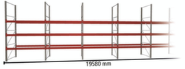 META Rayonnage à palettes MULTIPAL pour 84 palettes, largeur 19580 mm, 4 niveaux de stockage
