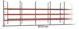 META Rayonnage à palettes MULTIPAL pour 132 palettes, largeur 30720 mm, 4 niveaux de stockage