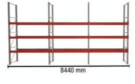 META Rayonnage à palettes MULTIPAL pour 24 palettes, largeur 8440 mm, 4 niveaux de stockage