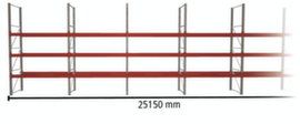 META Rayonnage à palettes MULTIPAL pour 72 palettes, largeur 25150 mm, 4 niveaux de stockage