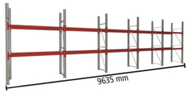 META Rayonnage à palettes MULTIPAL pour 15 palettes, largeur 9635 mm, 3 niveaux de stockage