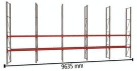 META Rayonnage à palettes MULTIPAL pour 20 palettes, largeur 9635 mm, 4 niveaux de stockage
