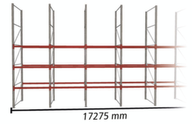 META Rayonnage à palettes MULTIPAL pour 36 palettes, largeur 17275 mm, 4 niveaux de stockage