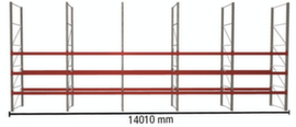 META Rayonnage à palettes MULTIPAL pour 40 palettes, largeur 14010 mm, 4 niveaux de stockage
